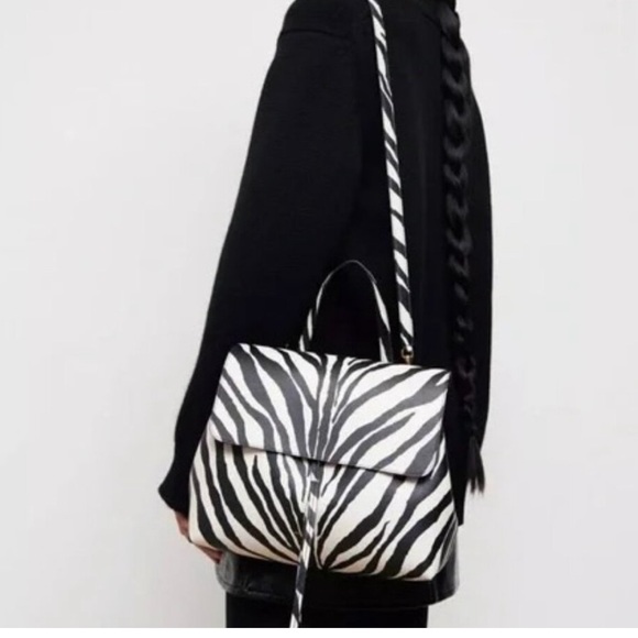 New-Mansur Gavriel Zebra-Print Leather Tote Bag - Picture 3 of 14